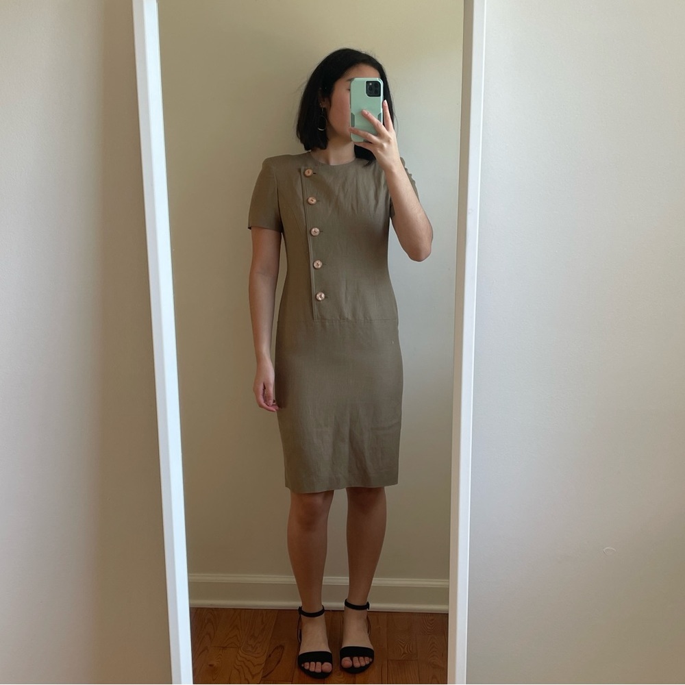 Vintage Gillian Petites Taupe Knee Length Dress